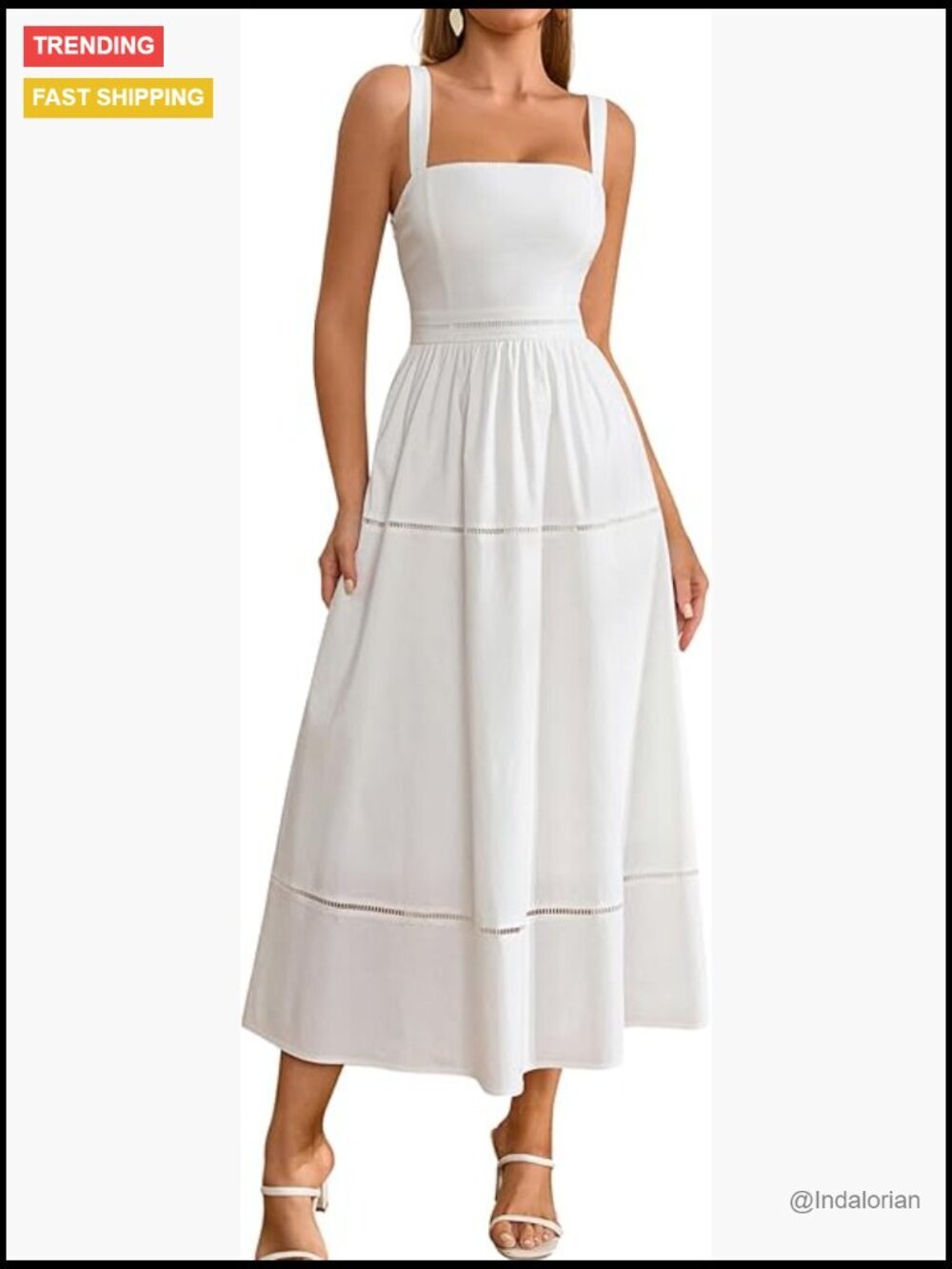 Square Neck Corset Midi Dress Flowy A-Line Wedding Guest Tea Party